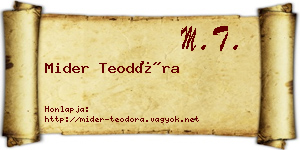 Mider Teodóra névjegykártya